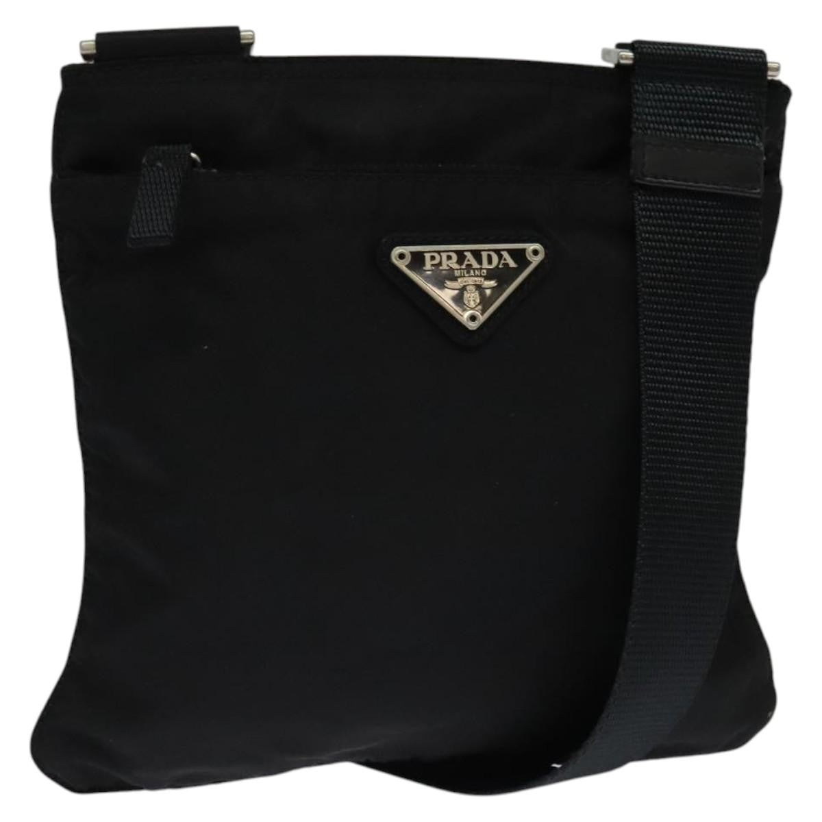 Prada Front Pocket Messenger Tessuto Black Nylon Shoulder Bag Bag (Pre-Owned)