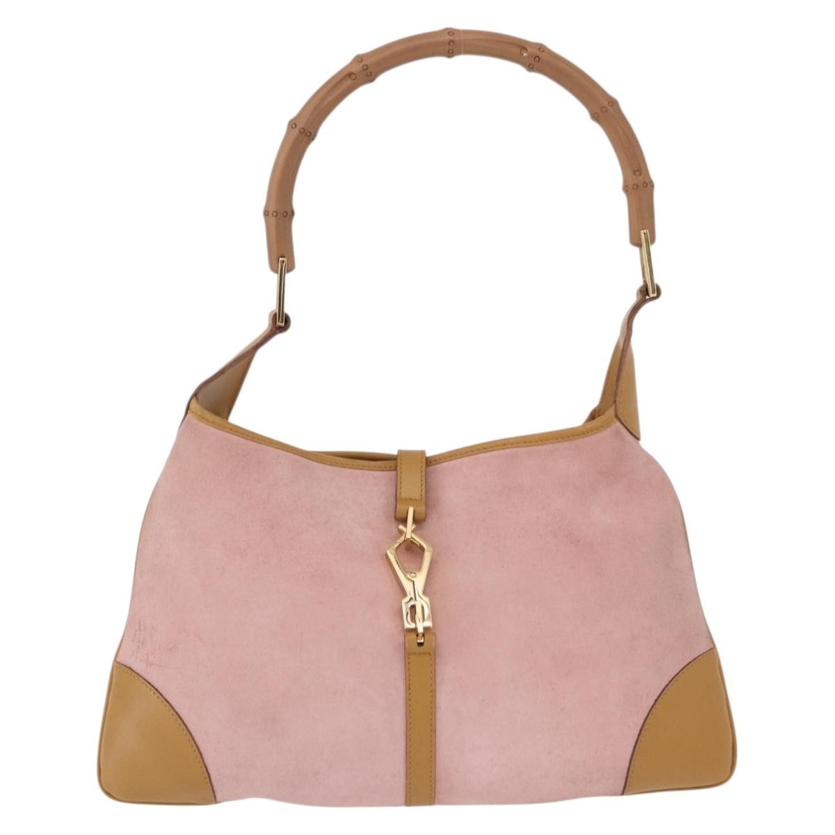 Gucci Bamboo Jackie Suede Pink Suede Handbag (Pre-Owned)