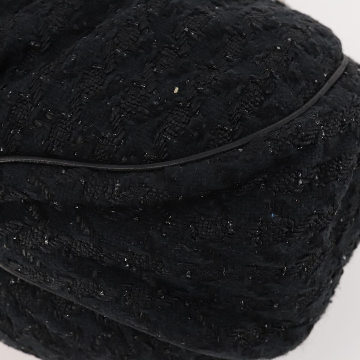 Chanel Knitting Satchel Boucle Tweed Black Tweed Handbag (Pre-Owned)