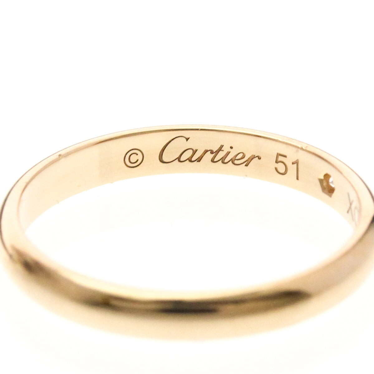 Cartier 1895 Wedding Band 18K Rose Gold With Diamond Gold Pink_Gold Ring Jewelry (Pre-Owned)