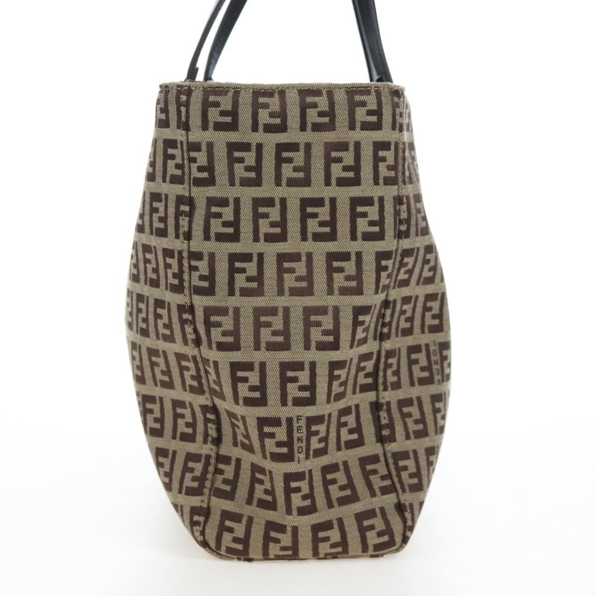 Fendi Vintage Shopping Tote Zucchino Canvas Beige Canvas Shoulder Bag Bag (Pre-Owned)