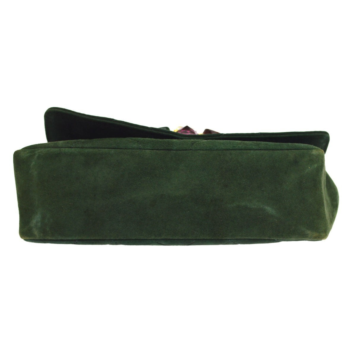 Chanel Vintage Chain Jewel Flap Quilted Velvet Green Suede Shoulder Bag Bag (Pre-Owned)