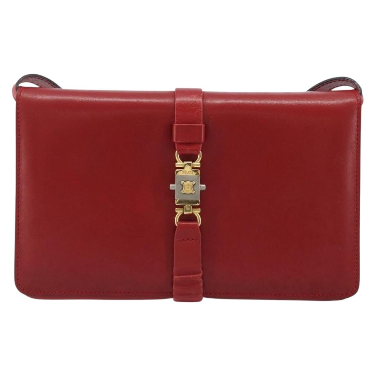 Celine Vintage Leather Red Leather Shoulder Bag Bag (Pre-Owned)