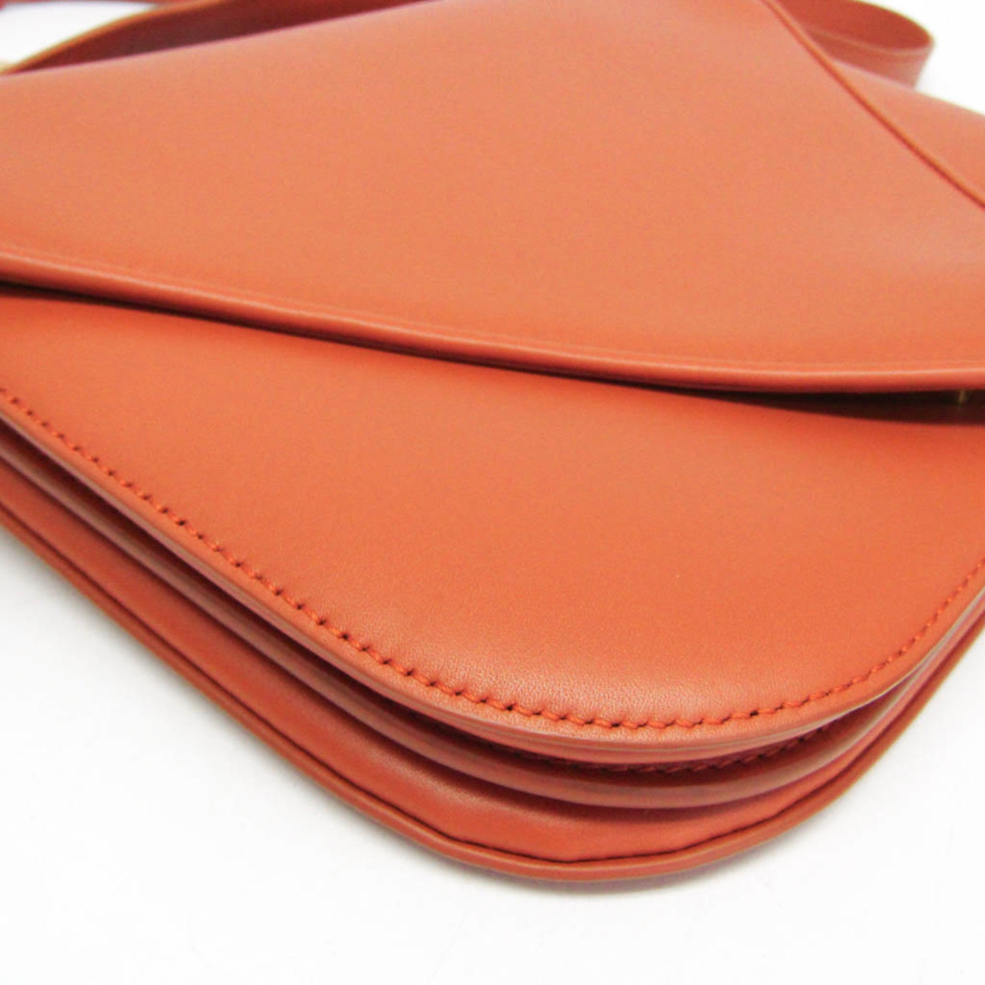 Bottega Veneta Mount Leather Orange Leather Shoulder Bag Bag (Pre-Owned)