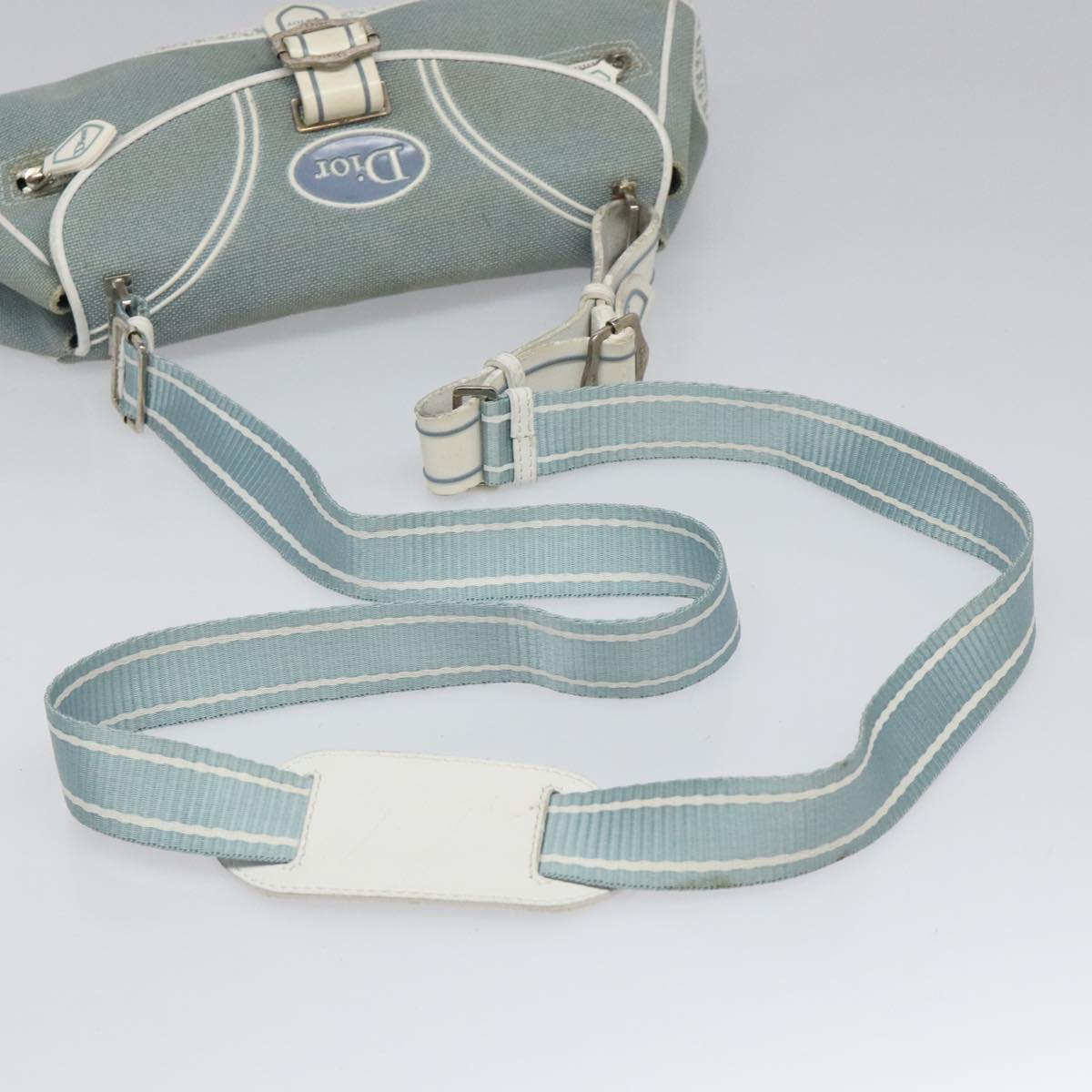 Dior Trotter Blue Canvas Shoulder Bag (Pre-Owned)