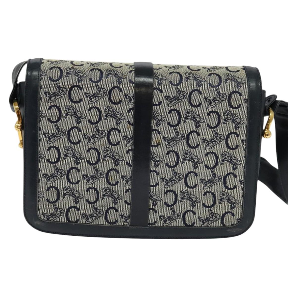 Céline Horse Carriage Navy Canvas Shoulder Bag (Pre-Owned)