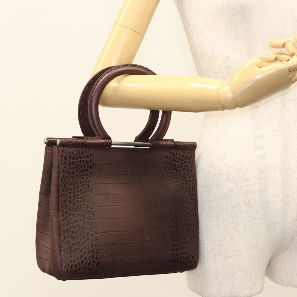Salvatore Ferragamo Iconic Top Handle Brown Leather Handbag (Pre-Owned)