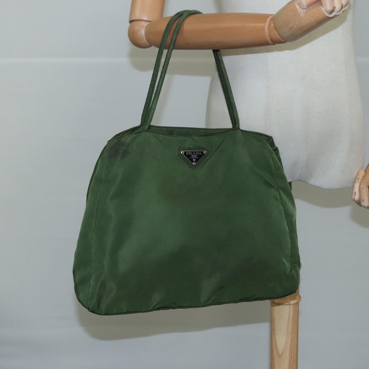 Prada Tessuto Khaki Synthetic Handbag (Pre-Owned)