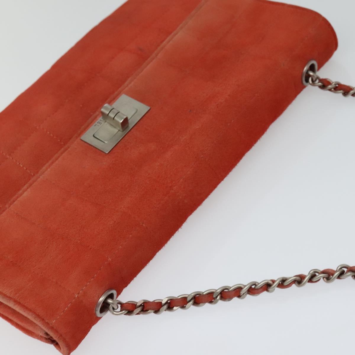 Chanel Chocolate Bar Red Suede Shoulder Bag (Pre-Owned)
