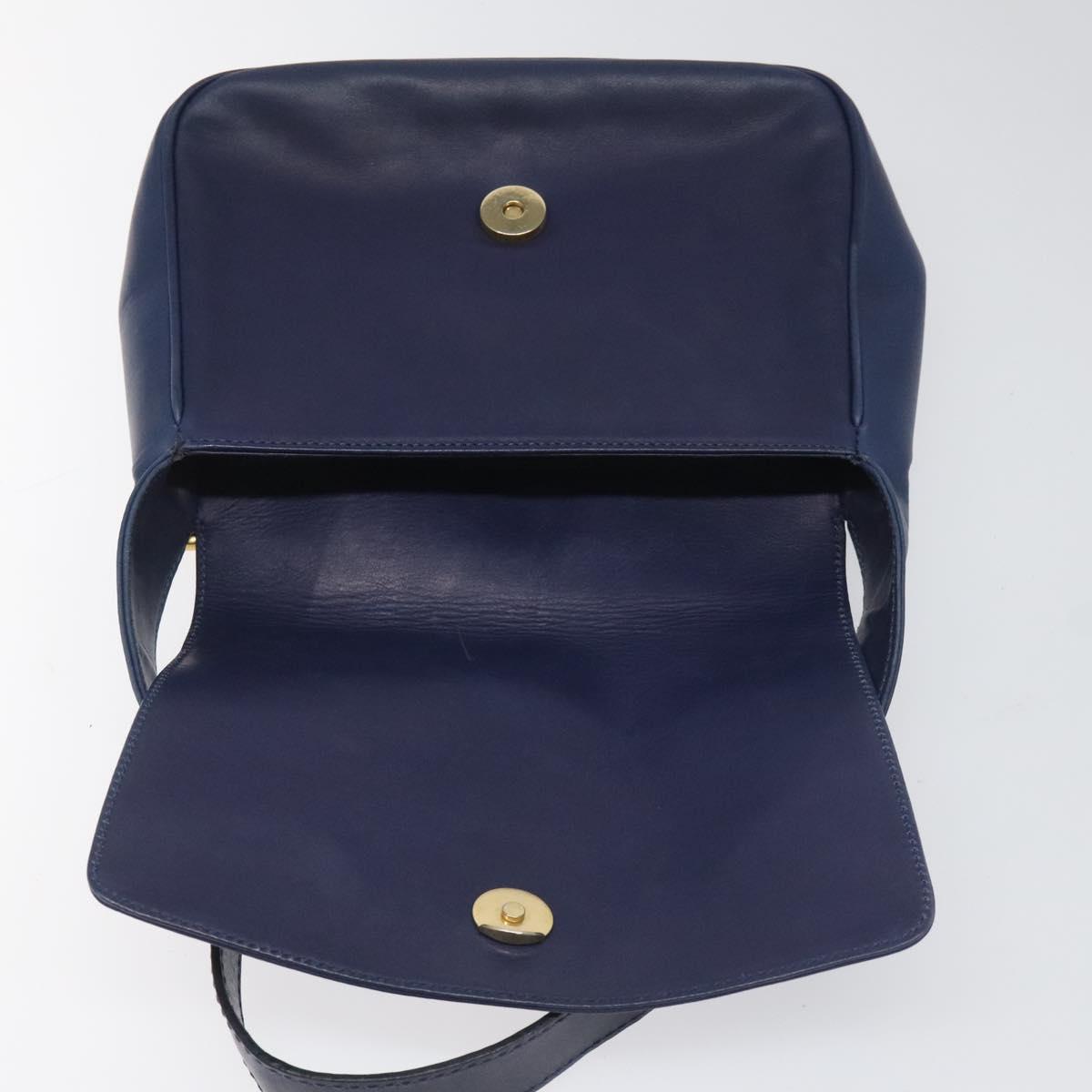 Céline Logo Du Cercle Blue Leather Shoulder Bag (Pre-Owned)