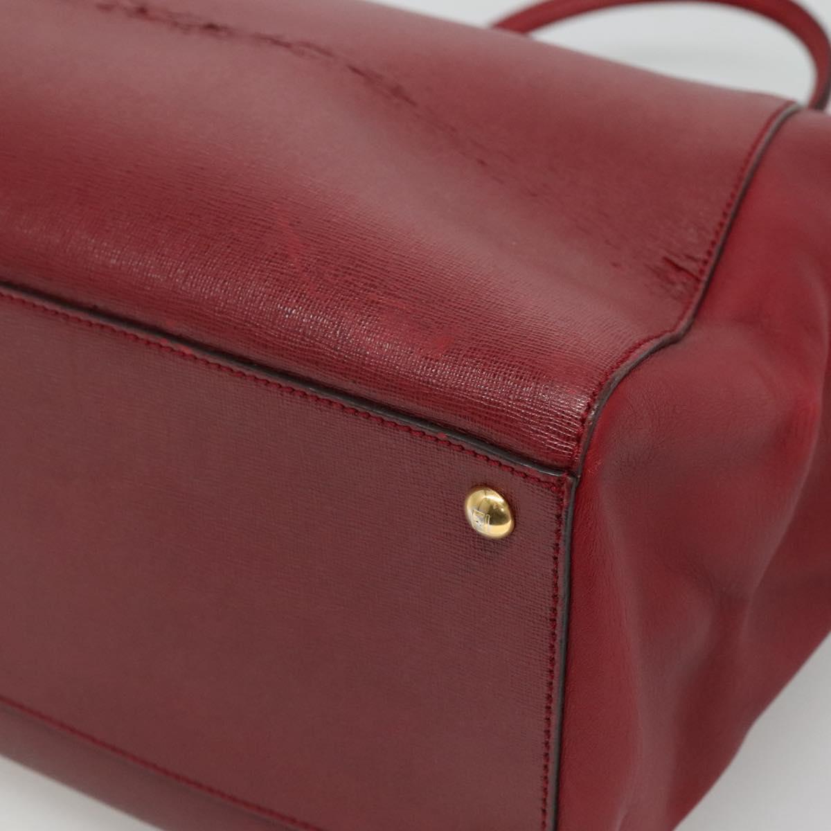 Fendi 2Jours Red Leather Tote Bag (Pre-Owned)