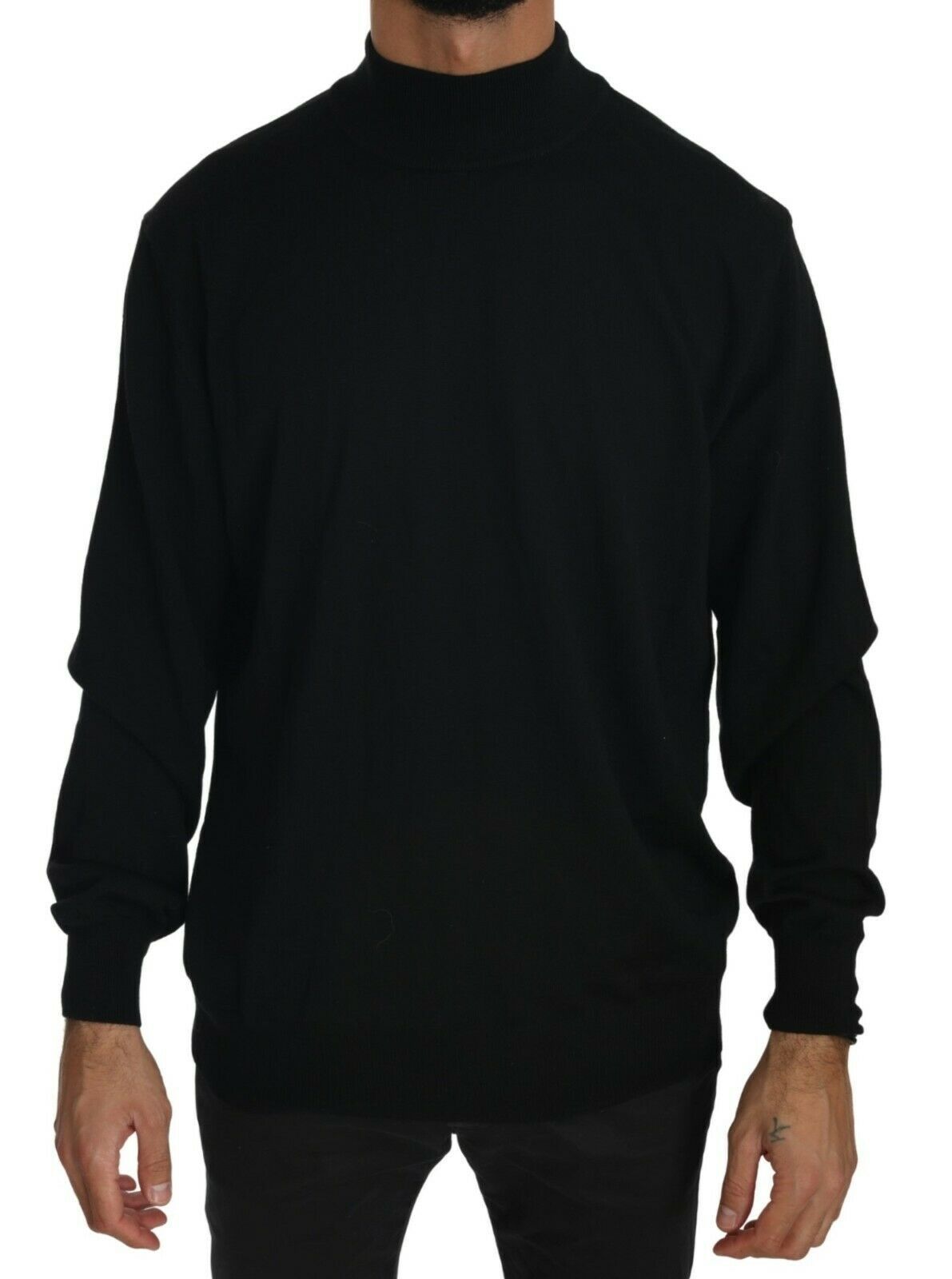 MILA SCHÖN Black Turtle Neck Pullover Top Virgin Wool Men's Sweater