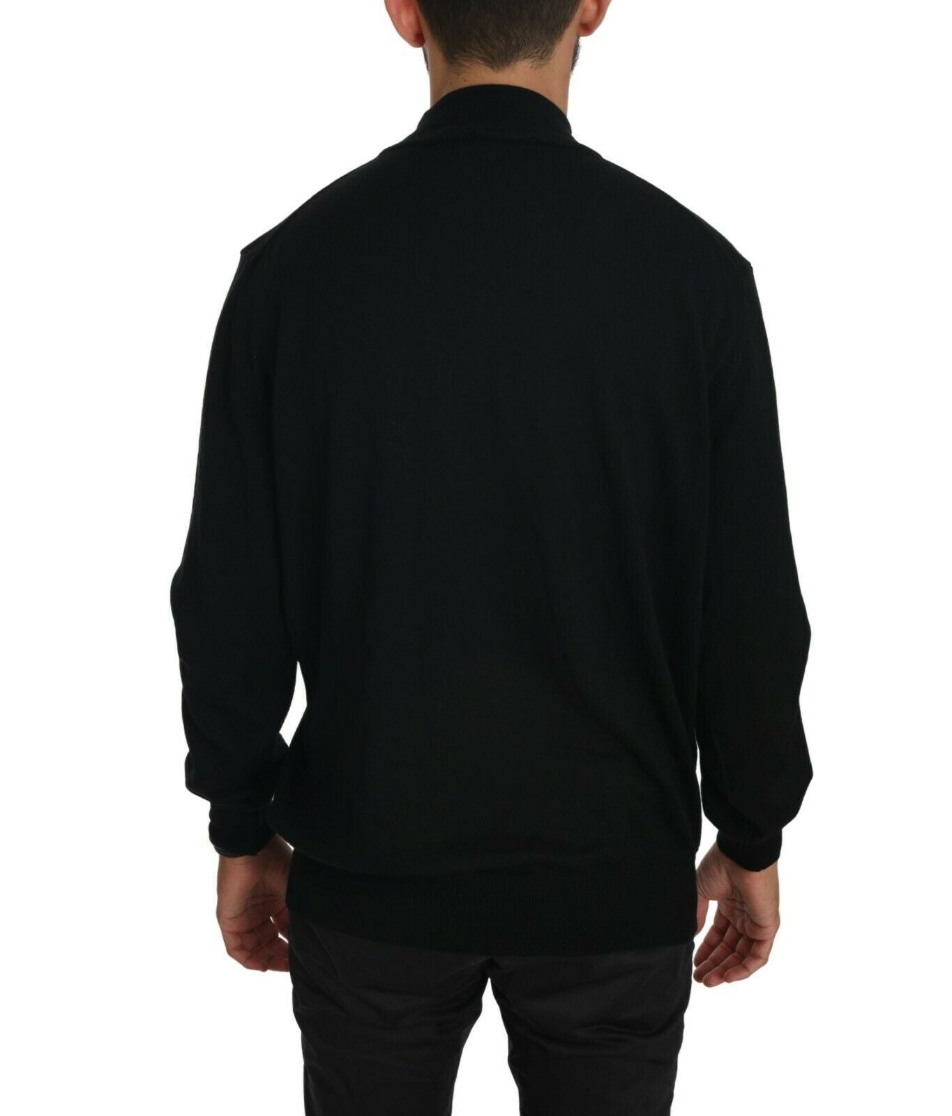 MILA SCHÖN Black Turtle Neck Pullover Top Virgin Wool Men's Sweater