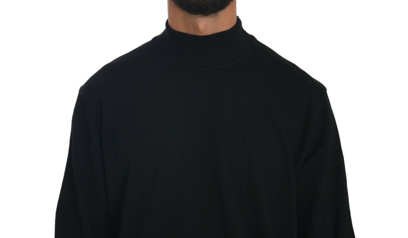 MILA SCHÖN Black Turtle Neck Pullover Top Virgin Wool Men's Sweater