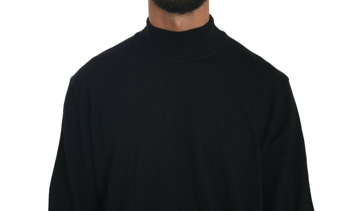 MILA SCHÖN Black Turtle Neck Pullover Top Virgin Wool Men's Sweater