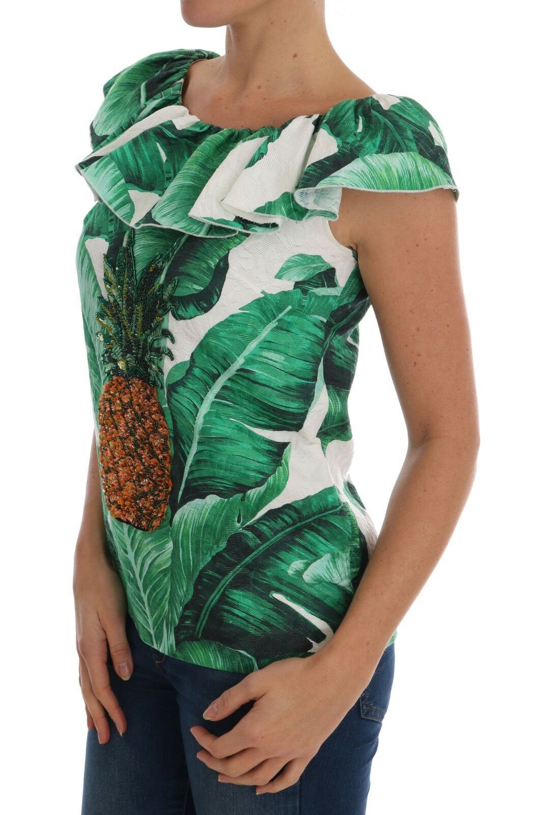 Dolce & Gabbana Pineapple Banana Sequins Blouse Women's T-shirt