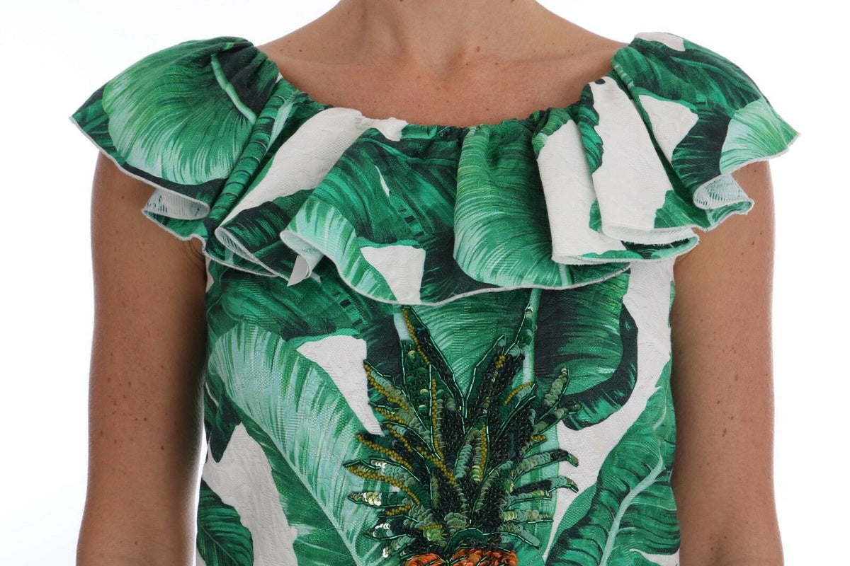 Dolce & Gabbana Pineapple Banana Sequins Blouse Women's T-shirt