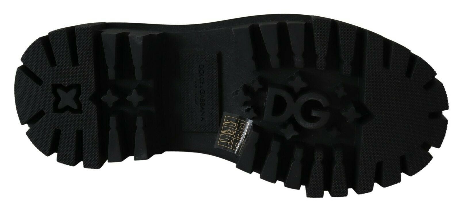 Dolce & Gabbana Black Leather Crystal Combat Women's Boots