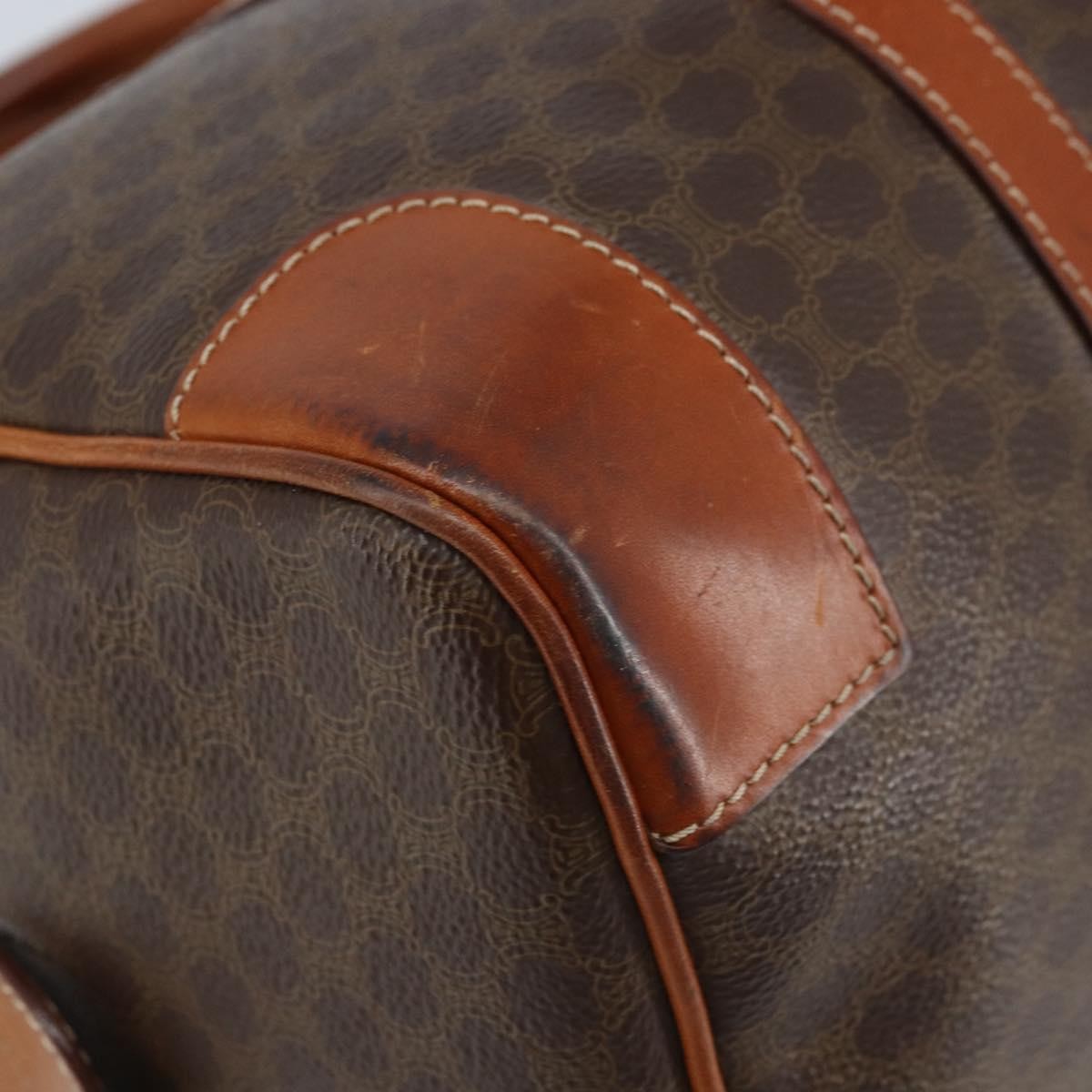 Celine Vintage Duffle Canvas And Leather Brown Canvas Travel Bag Bag (Pre-Owned)