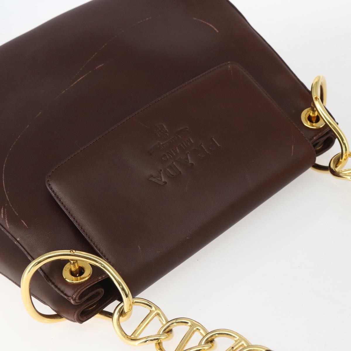Prada Vintage Leather Brown Leather Shoulder Bag Bag (Pre-Owned)