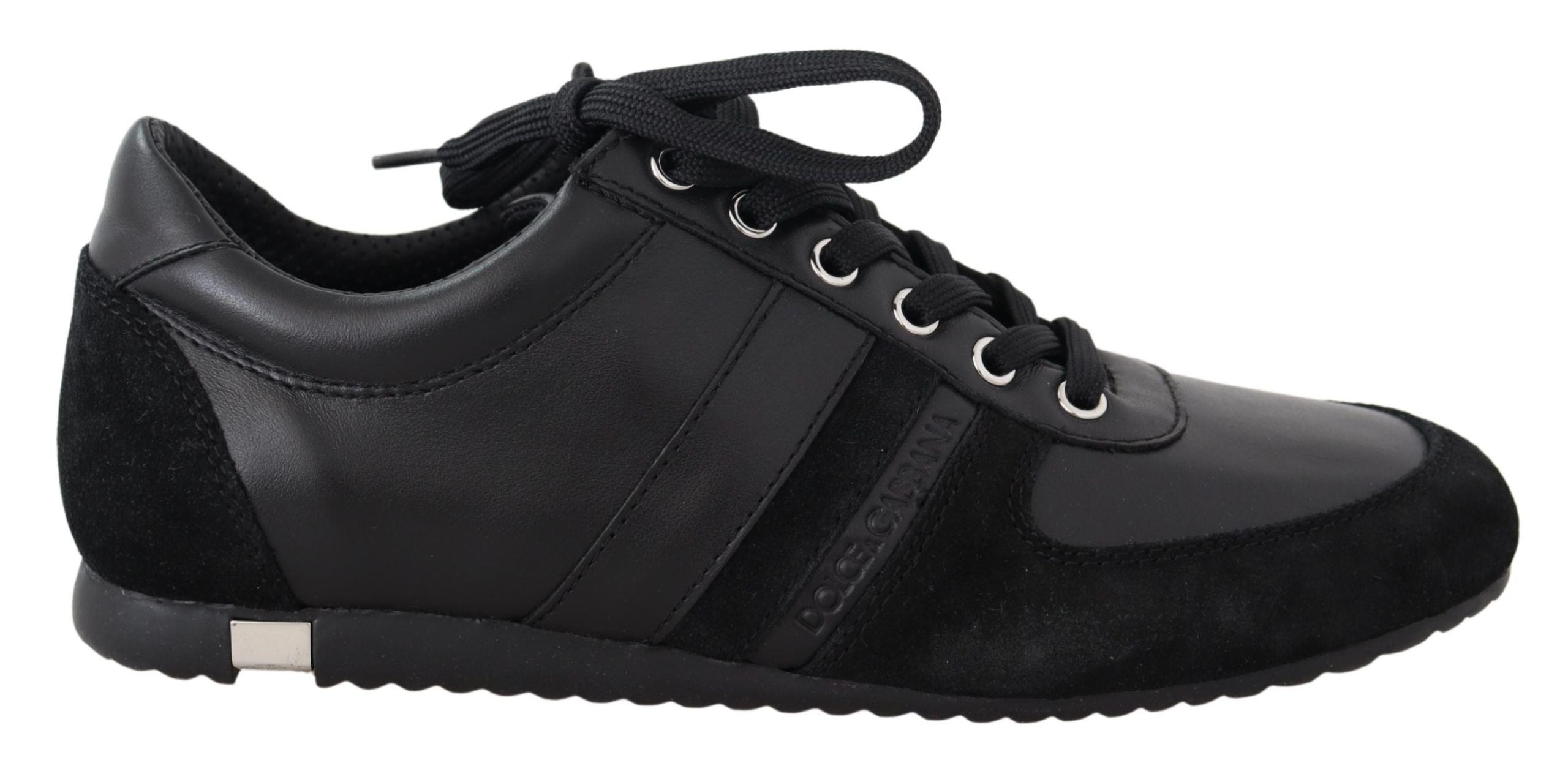 Dolce & Gabbana Black Logo Leather Casual Sneakers Men's Shoes
