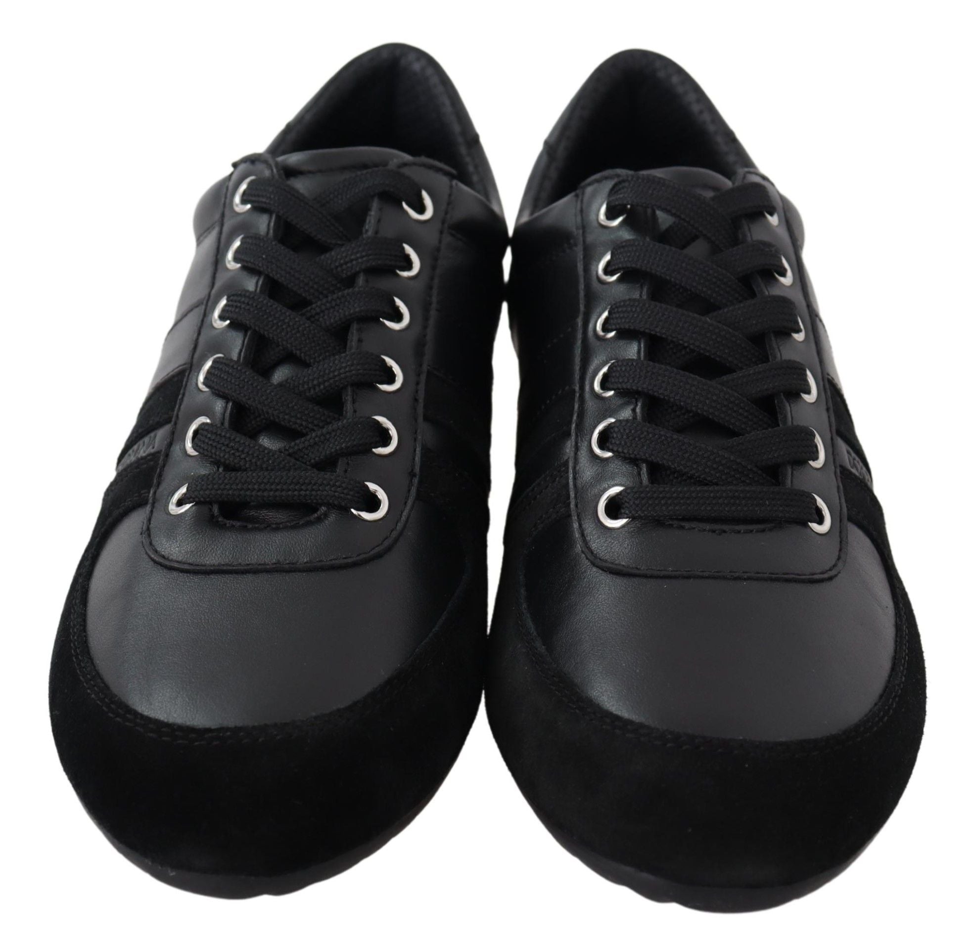 Dolce & Gabbana Black Logo Leather Casual Sneakers Men's Shoes