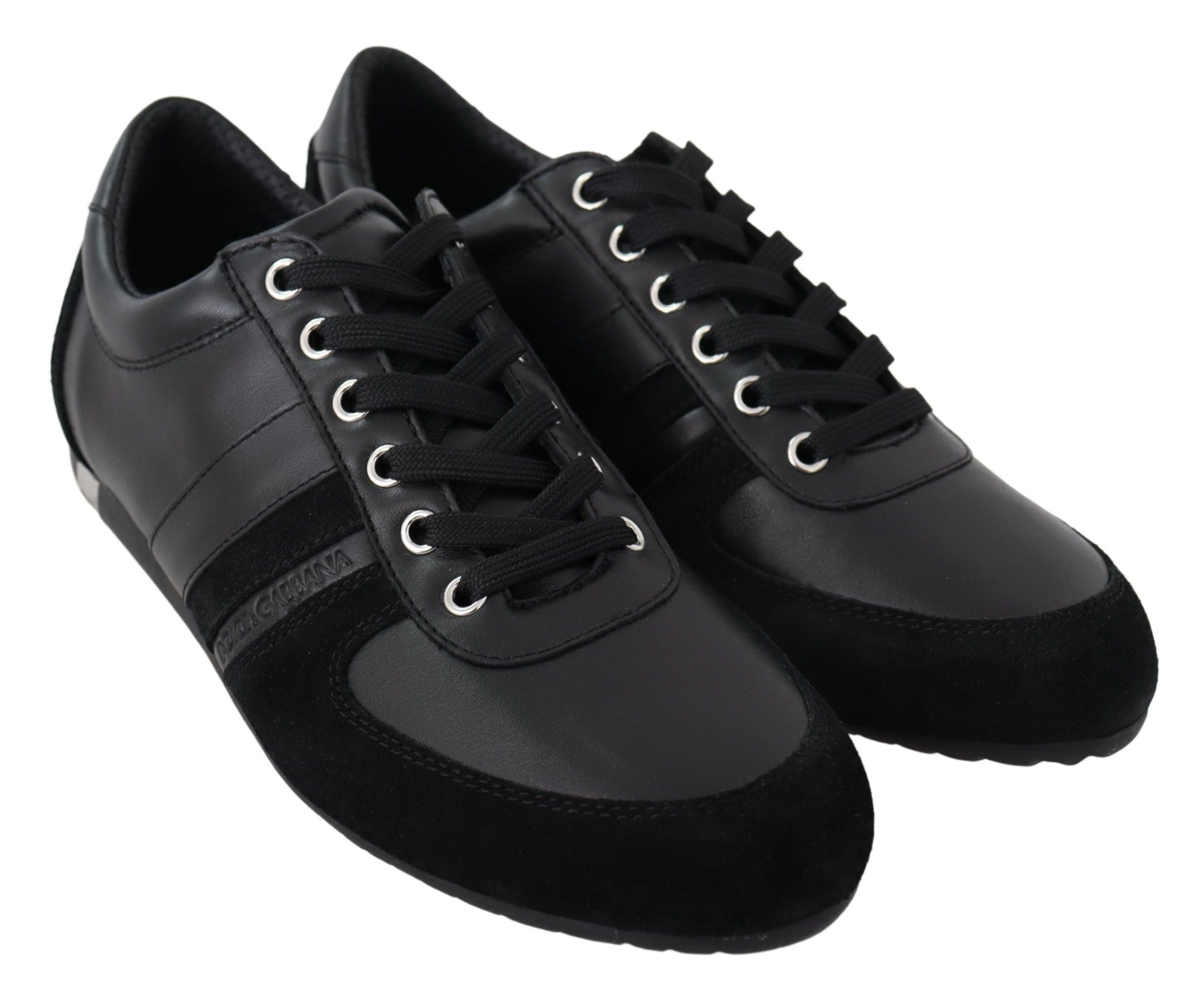 Dolce & Gabbana Black Logo Leather Casual Sneakers Men's Shoes