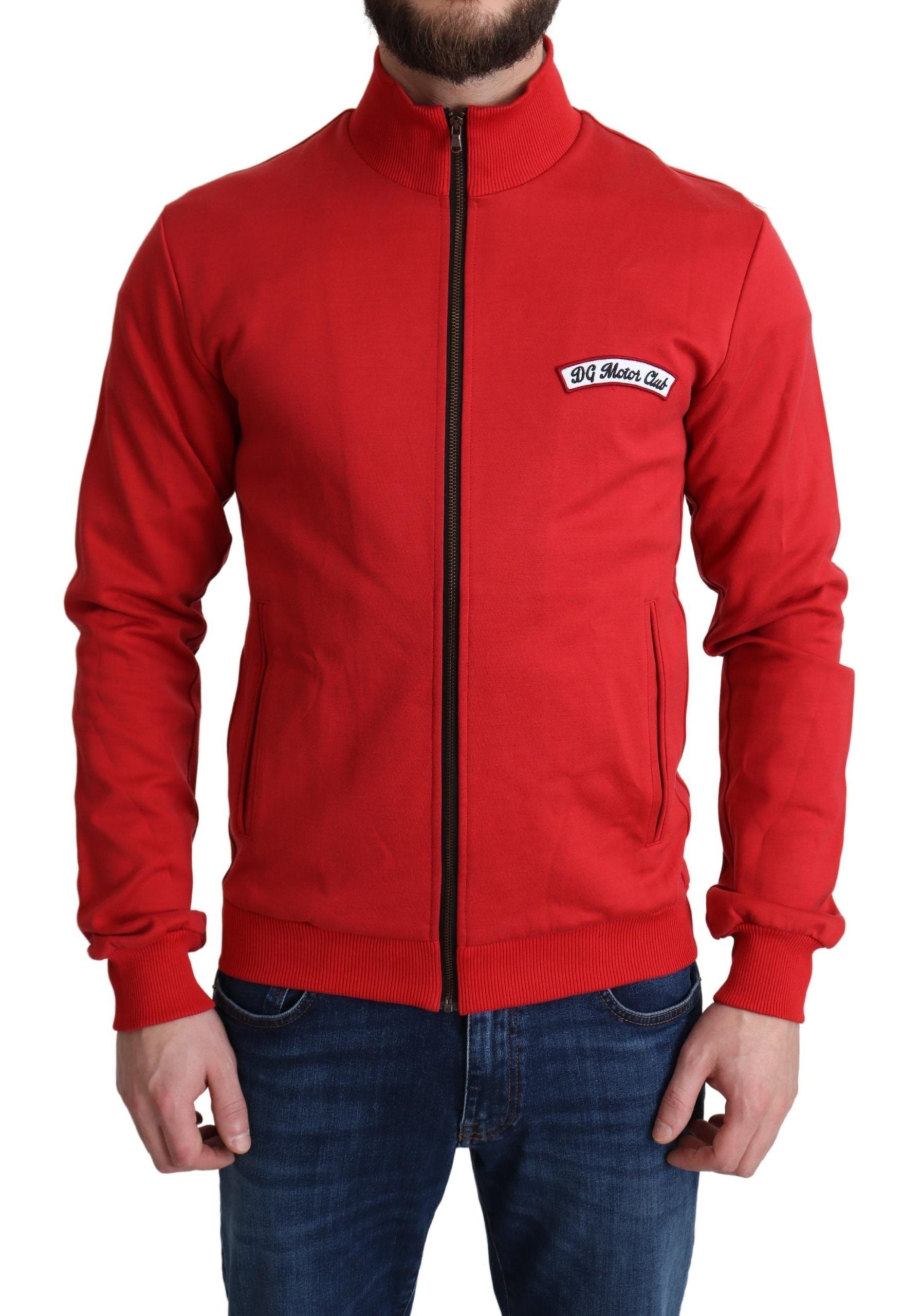 Dolce & Gabbana Chic Red Turtle Neck Zip Cardigan Men's Sweater