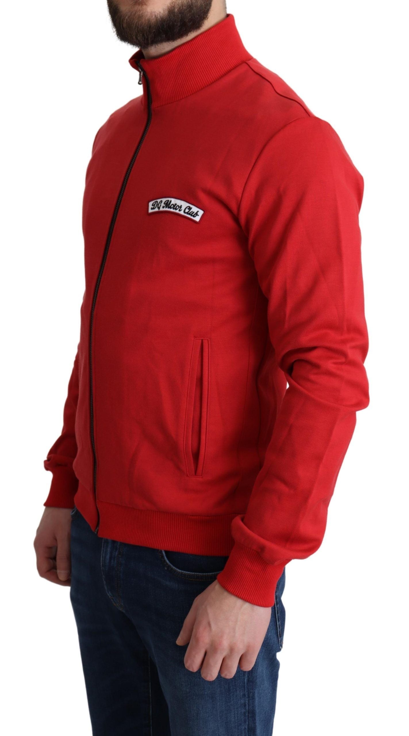 Dolce & Gabbana Red DG Motor Club Zippered Cardigan Men's Sweater