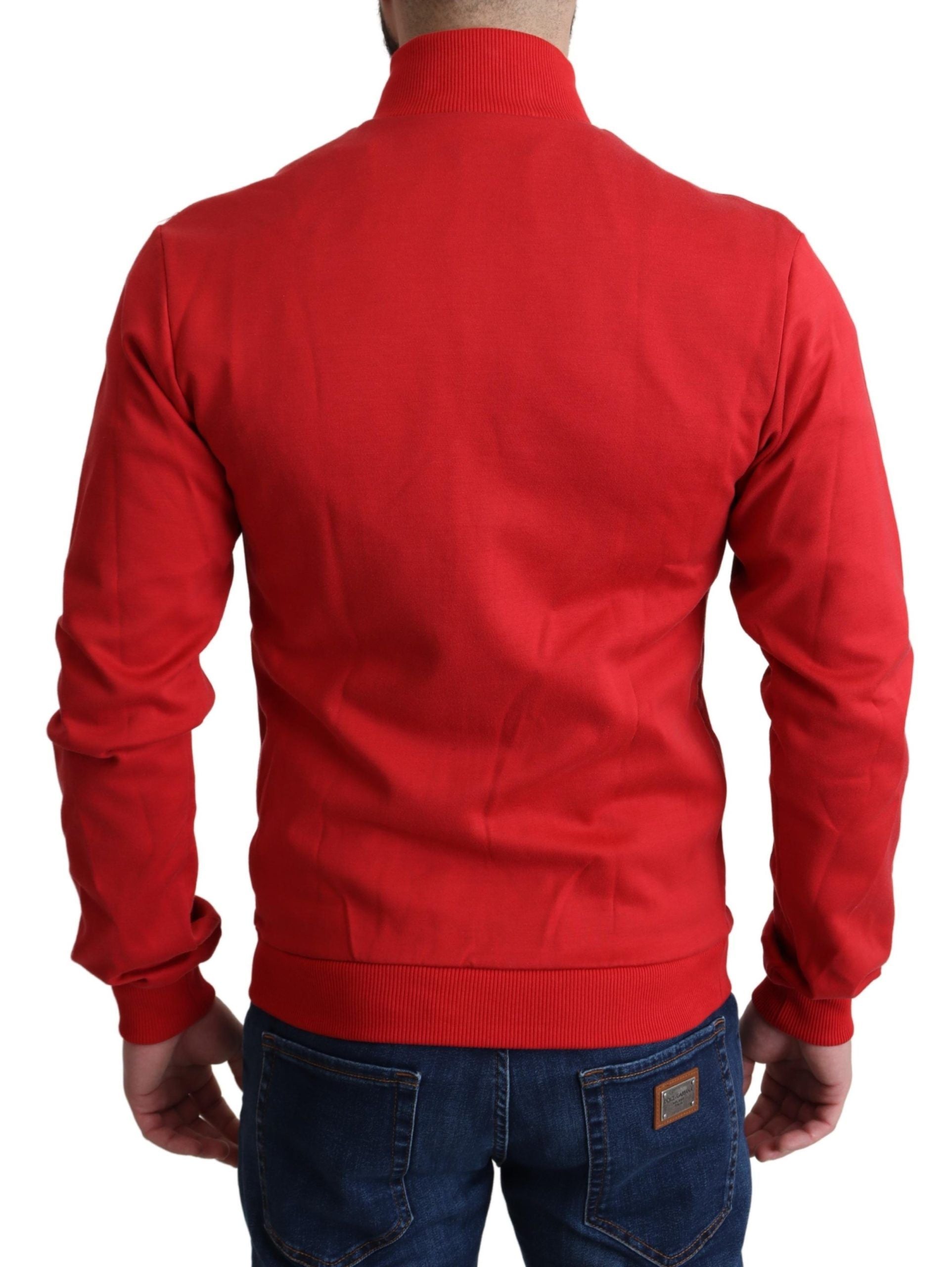 Dolce & Gabbana Chic Red Turtle Neck Zip Cardigan Men's Sweater