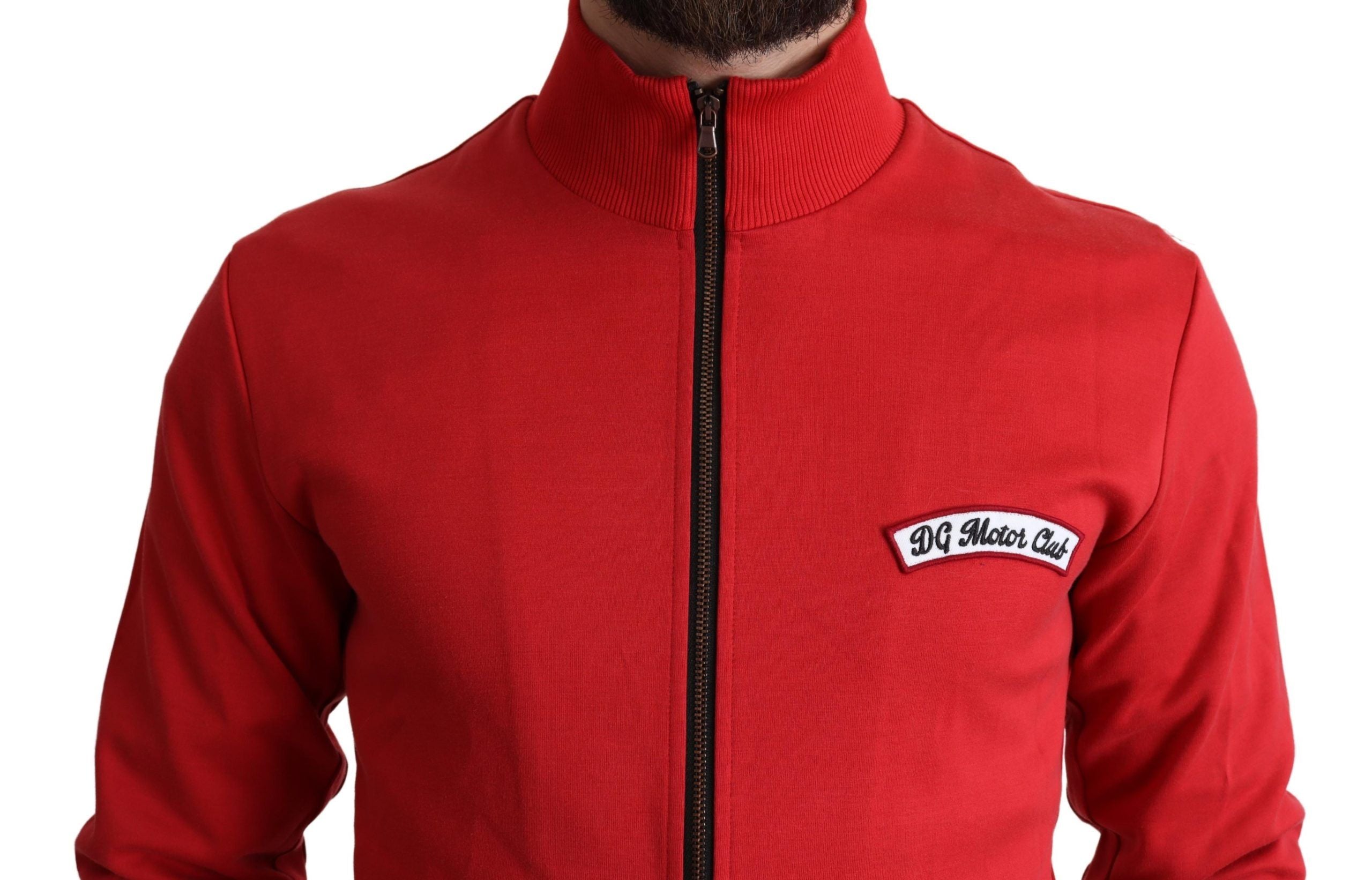 Dolce & Gabbana Chic Red Turtle Neck Zip Cardigan Men's Sweater