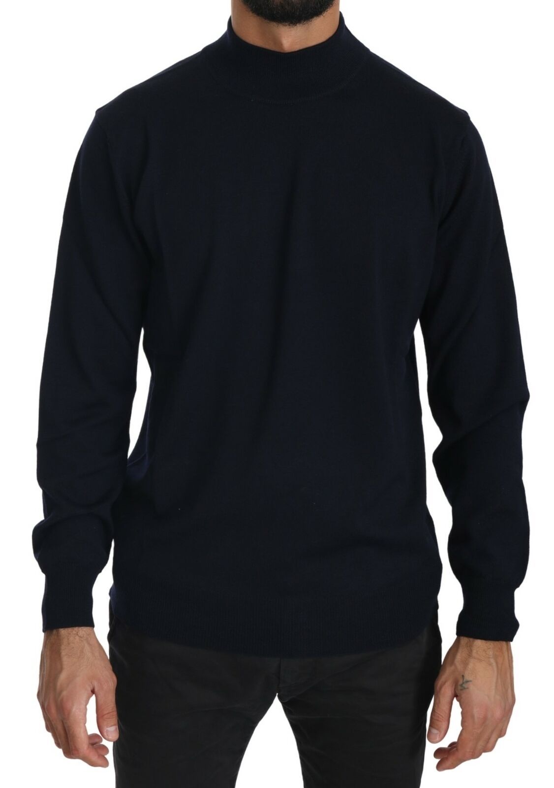 MILA SCHÖN Dark Blue Crewneck Pullover 100% Wool Men's Sweater