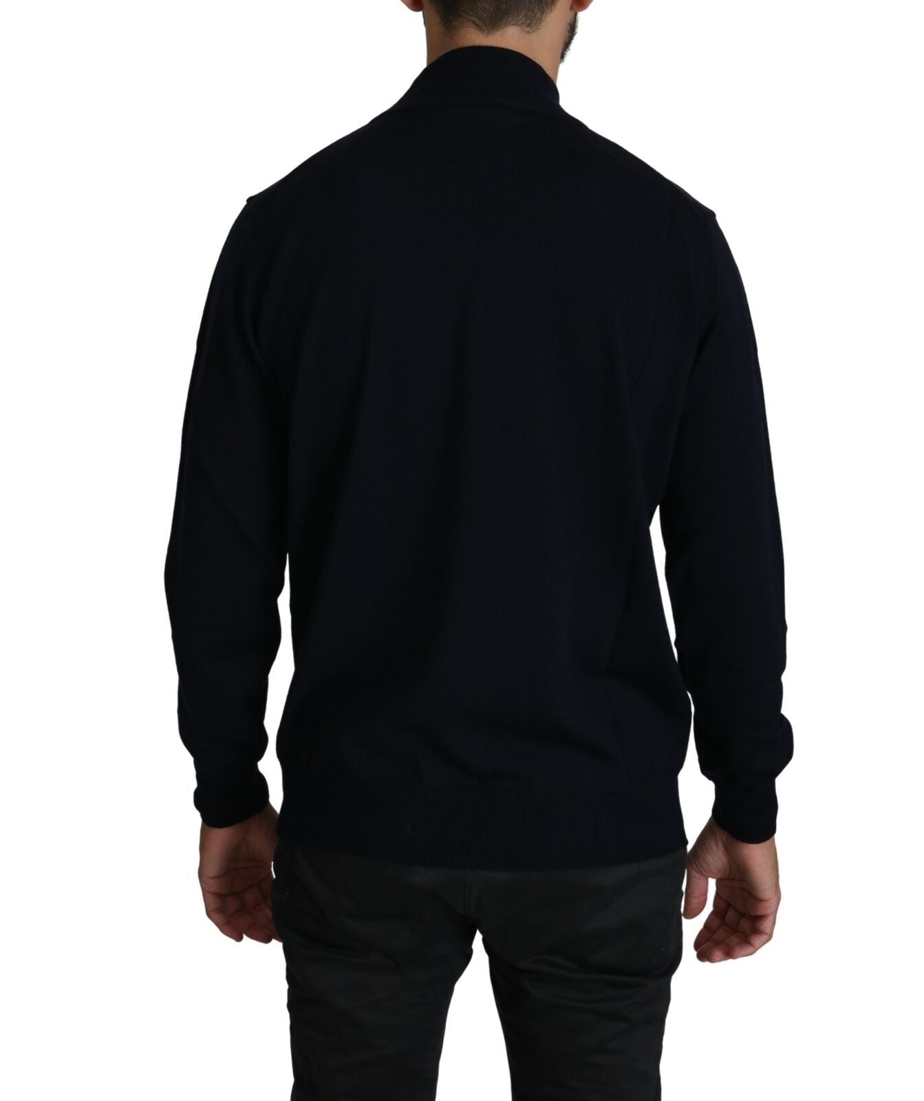 MILA SCHÖN Dark Blue Crewneck Pullover 100% Wool Men's Sweater