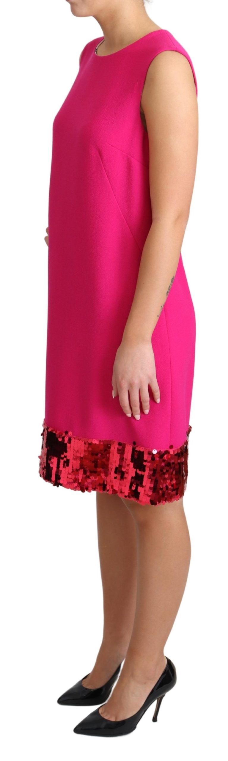 Dolce & Gabbana Elegant Fuchsia Sequined Wool Blend Shift Women's Dress