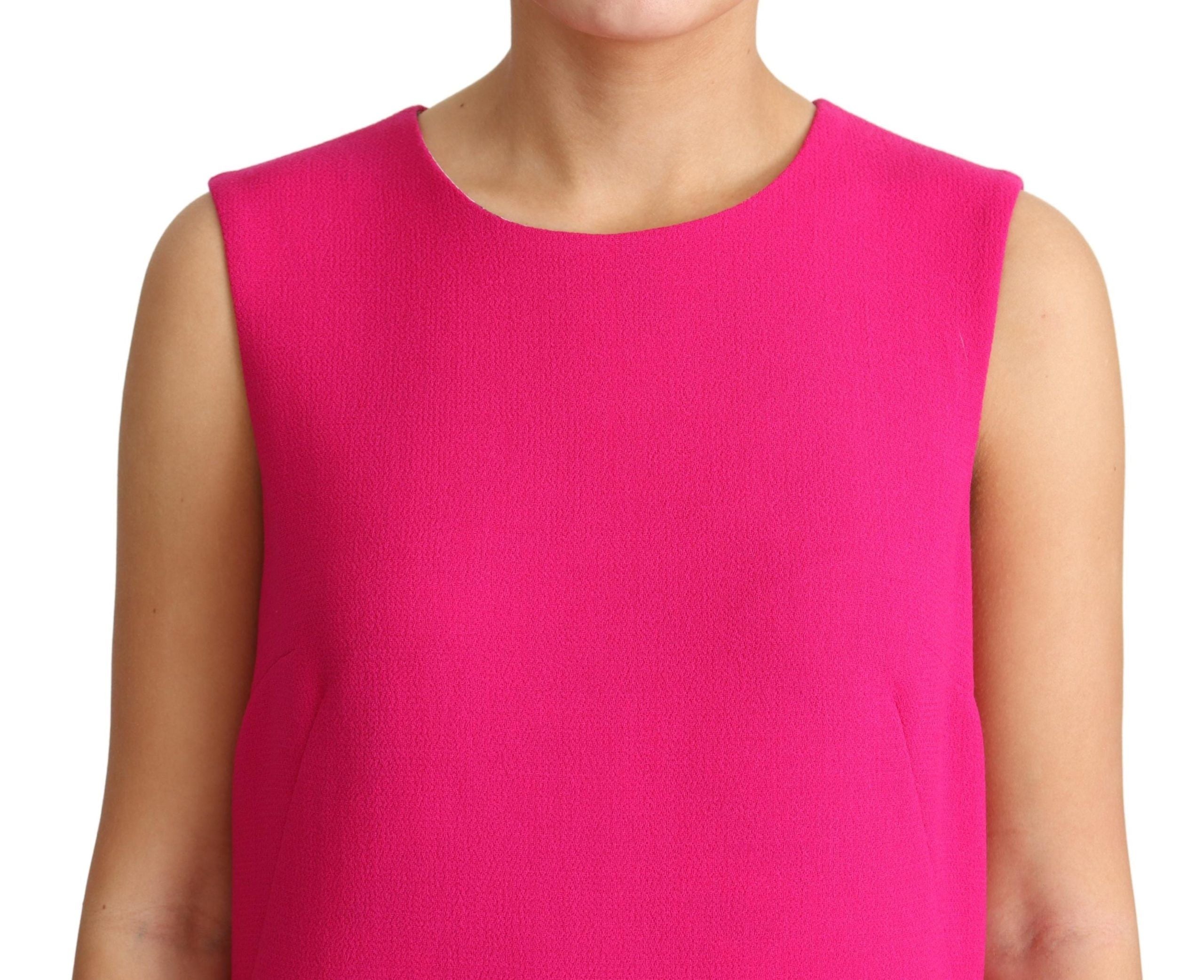 Dolce & Gabbana Elegant Fuchsia Sequined Wool Blend Shift Women's Dress