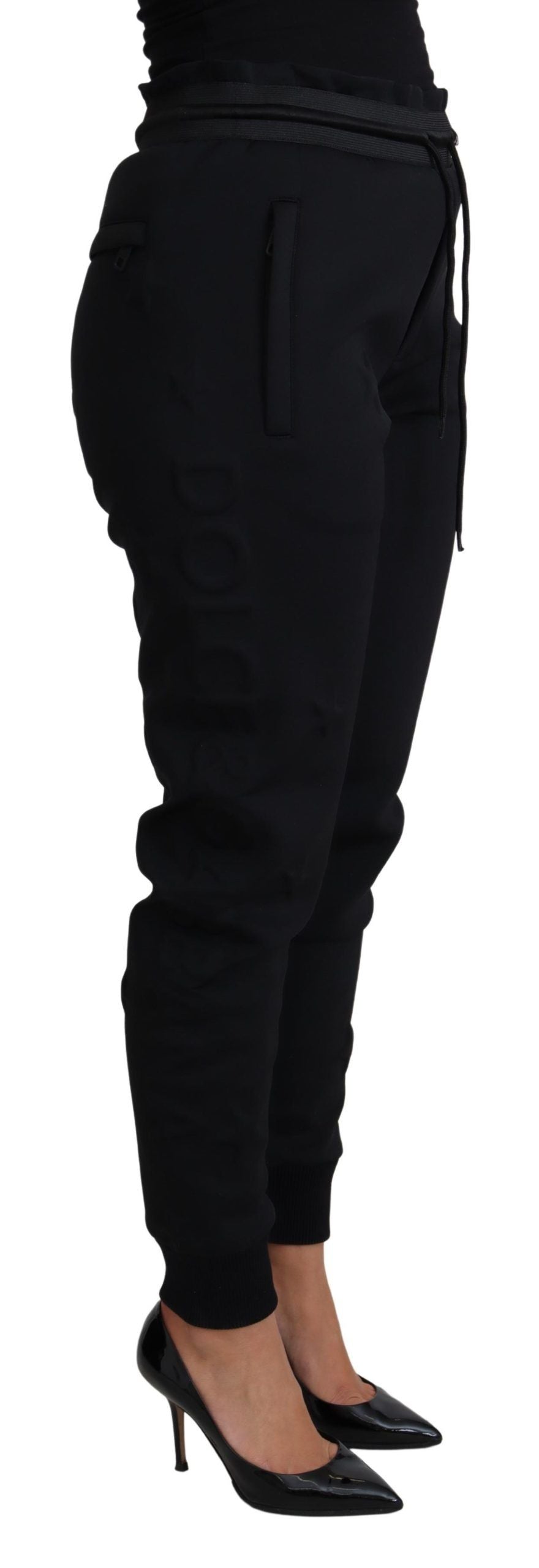 Dolce & Gabbana Elegant Black Jogger Trousers with Iconic Women's Logo