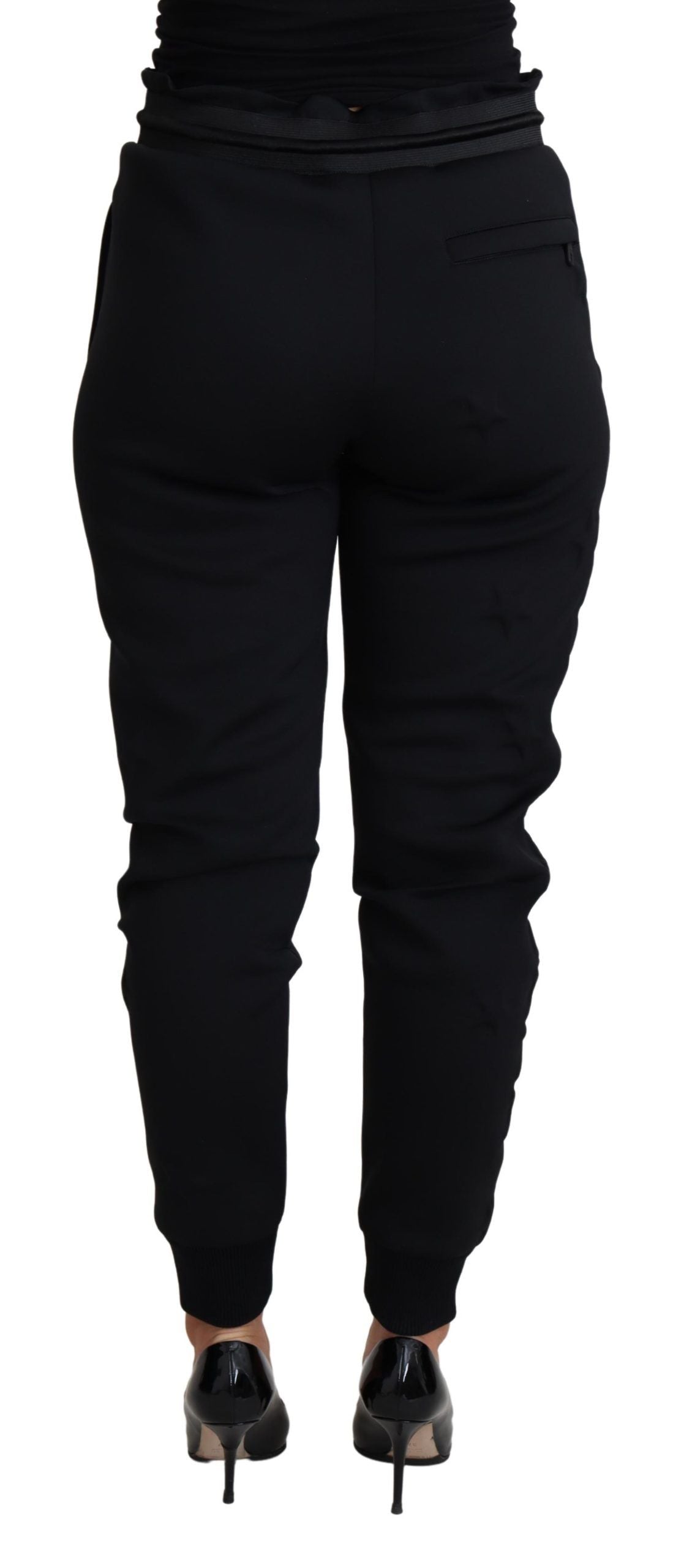Dolce & Gabbana Black Polyester Neoprene Jogger Trouser Women's Pants