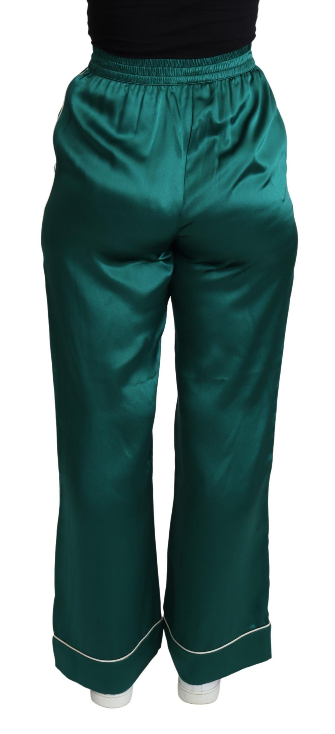 Dolce & Gabbana Exquisite Silk Pajama Trousers in Lush Women's Green