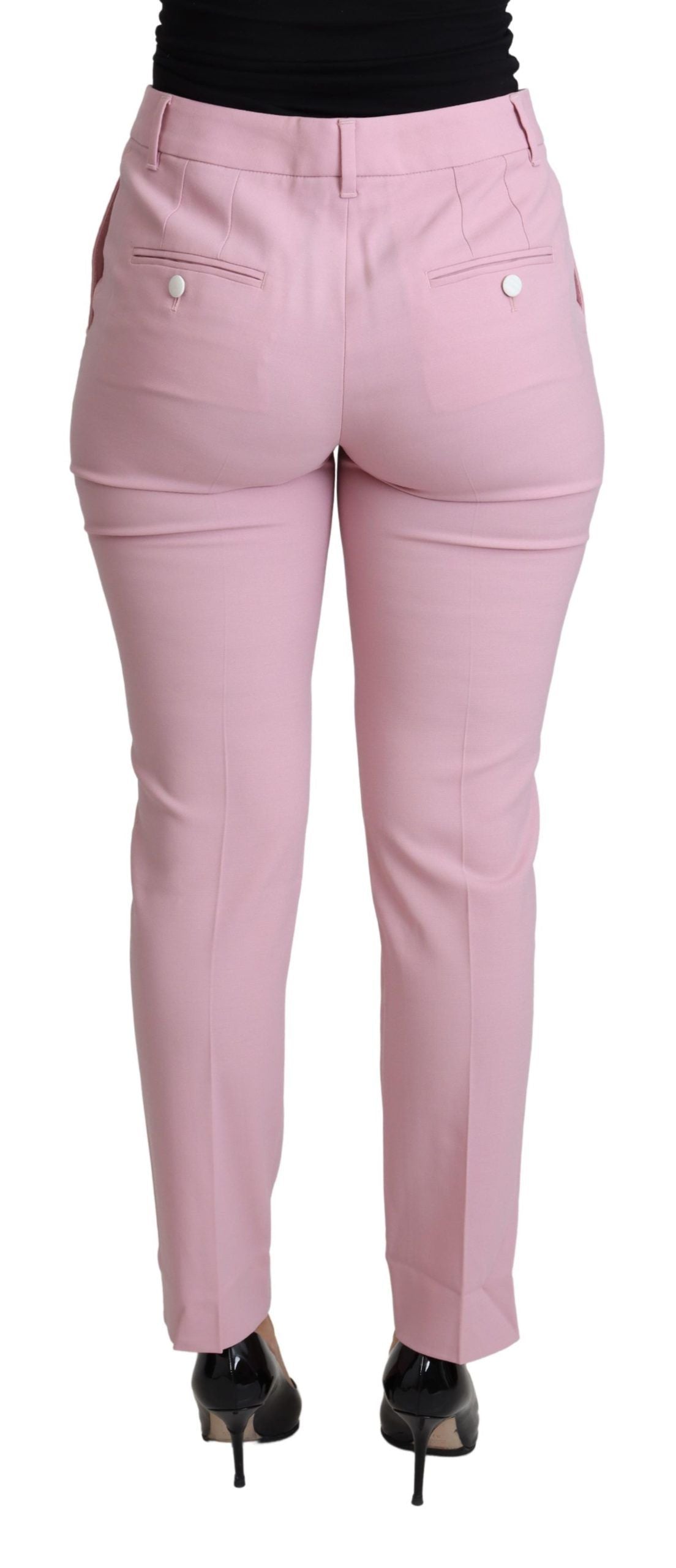 Dolce & Gabbana Elegant Pink High-Waisted Wool Women's Trousers