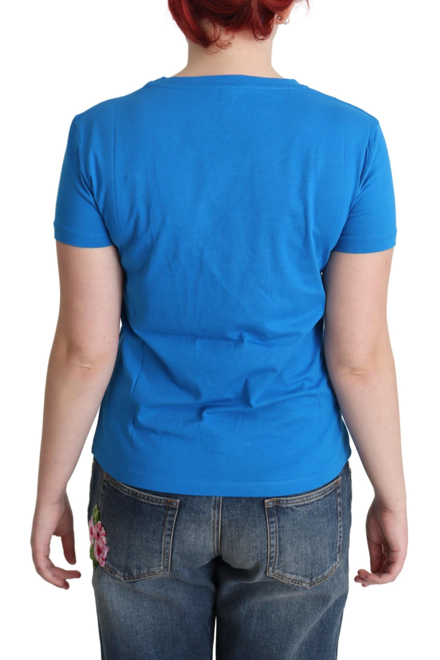 Moschino Blue Cotton Sunny Milano Print Tops Women's T-shirt