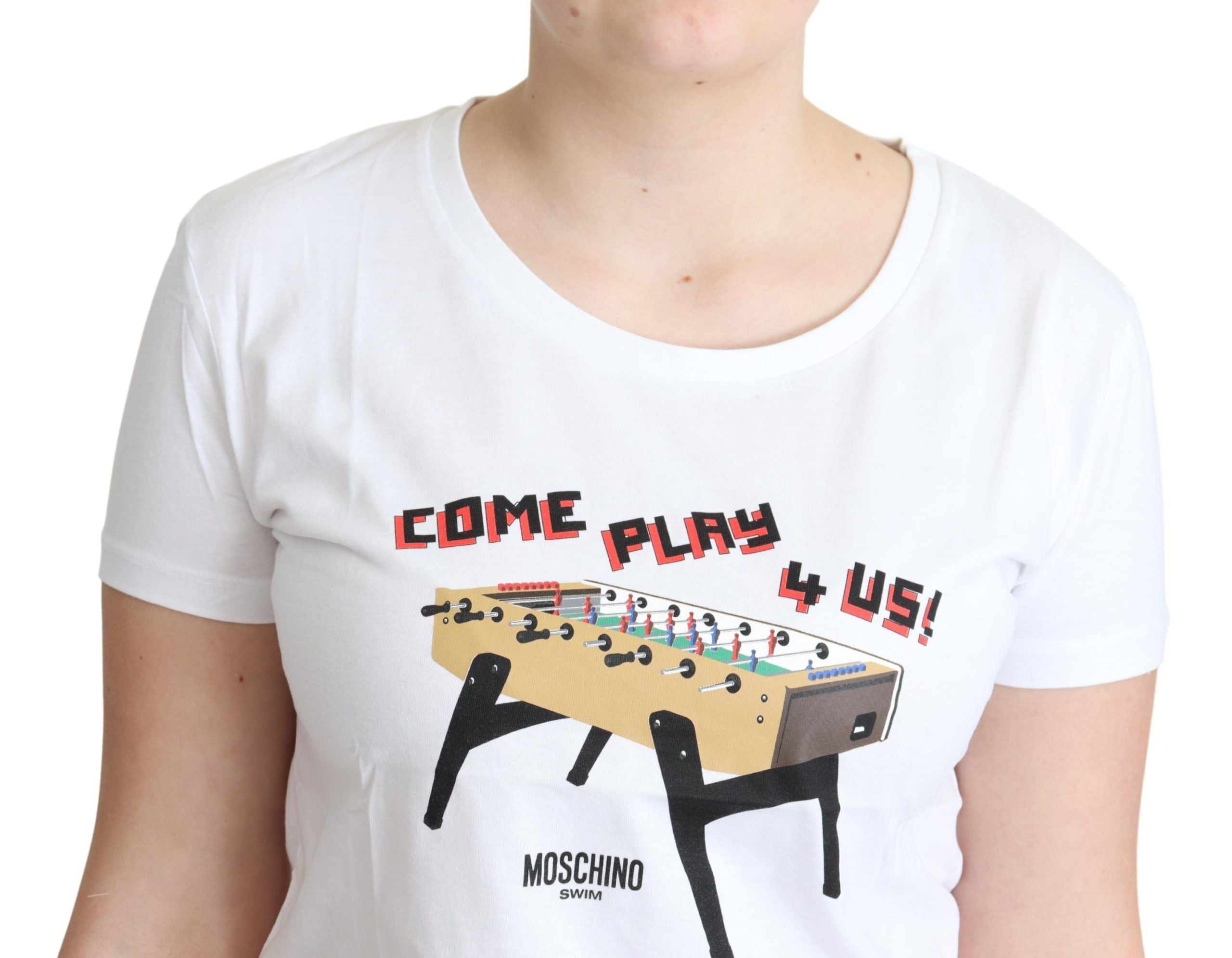 Moschino Chic Cotton Round Neck Tee with Playful Women's Print