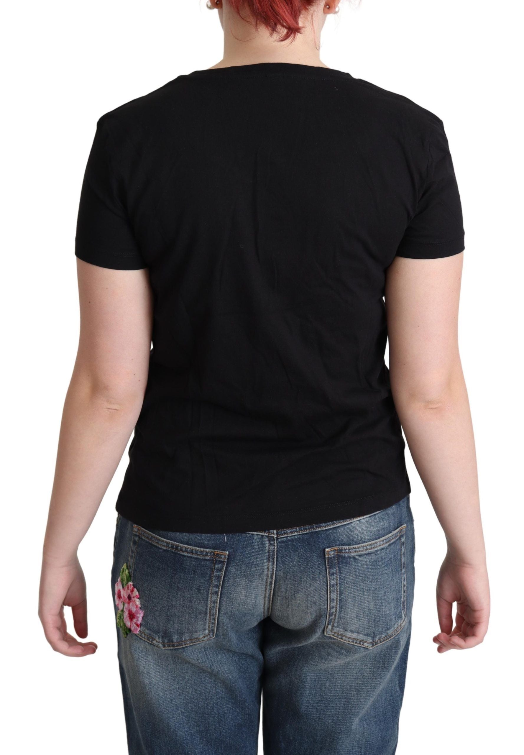 Moschino Black Printed Cotton Short Sleeves Women's T-shirt