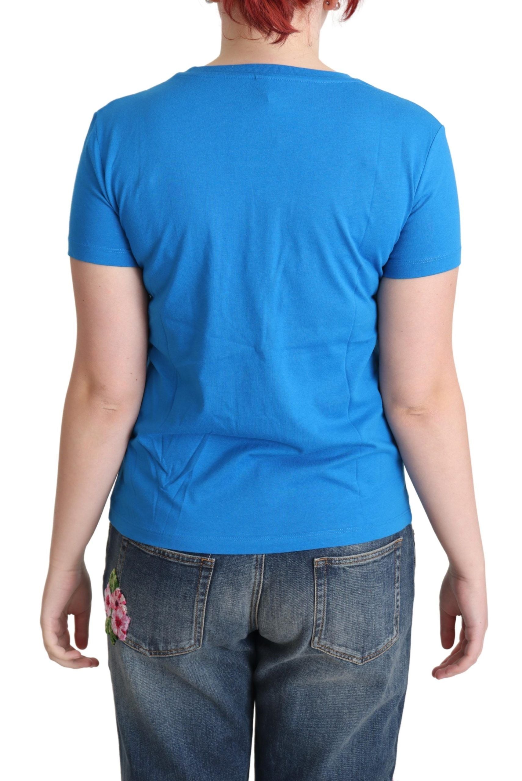 Moschino Blue Cotton Alphabet Letter Print Women's Tops