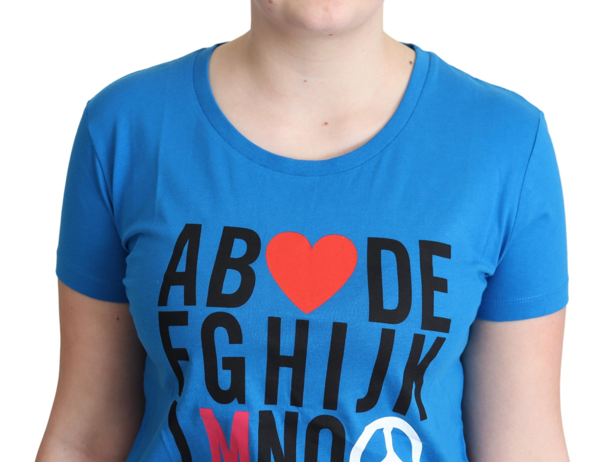 Moschino Blue Cotton Alphabet Letter Print Women's Tops