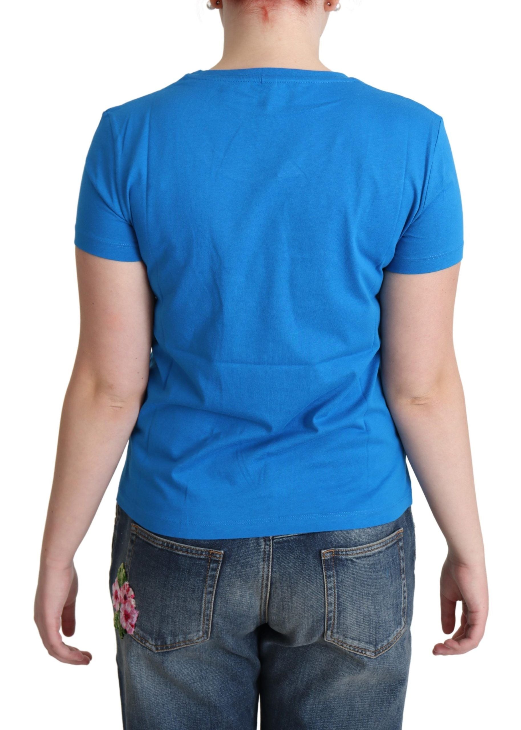 Moschino Blue Cotton Come Play 4 Us Print Women's T-shirt