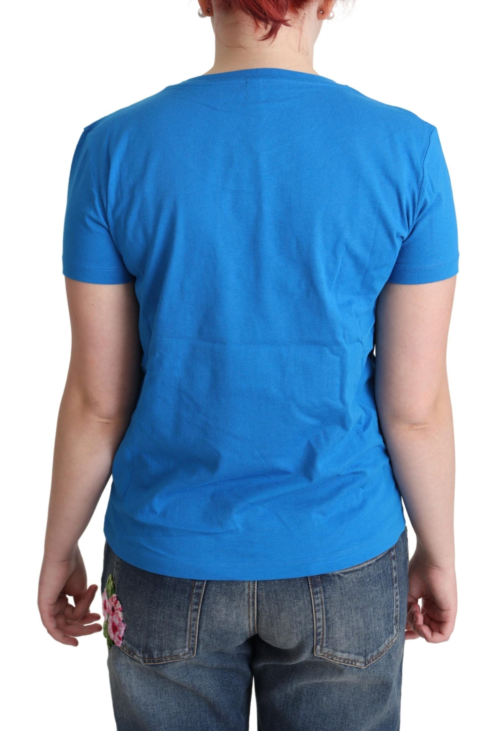 Moschino Blue Cotton Swim Graphic Triangle Women's T-shirt