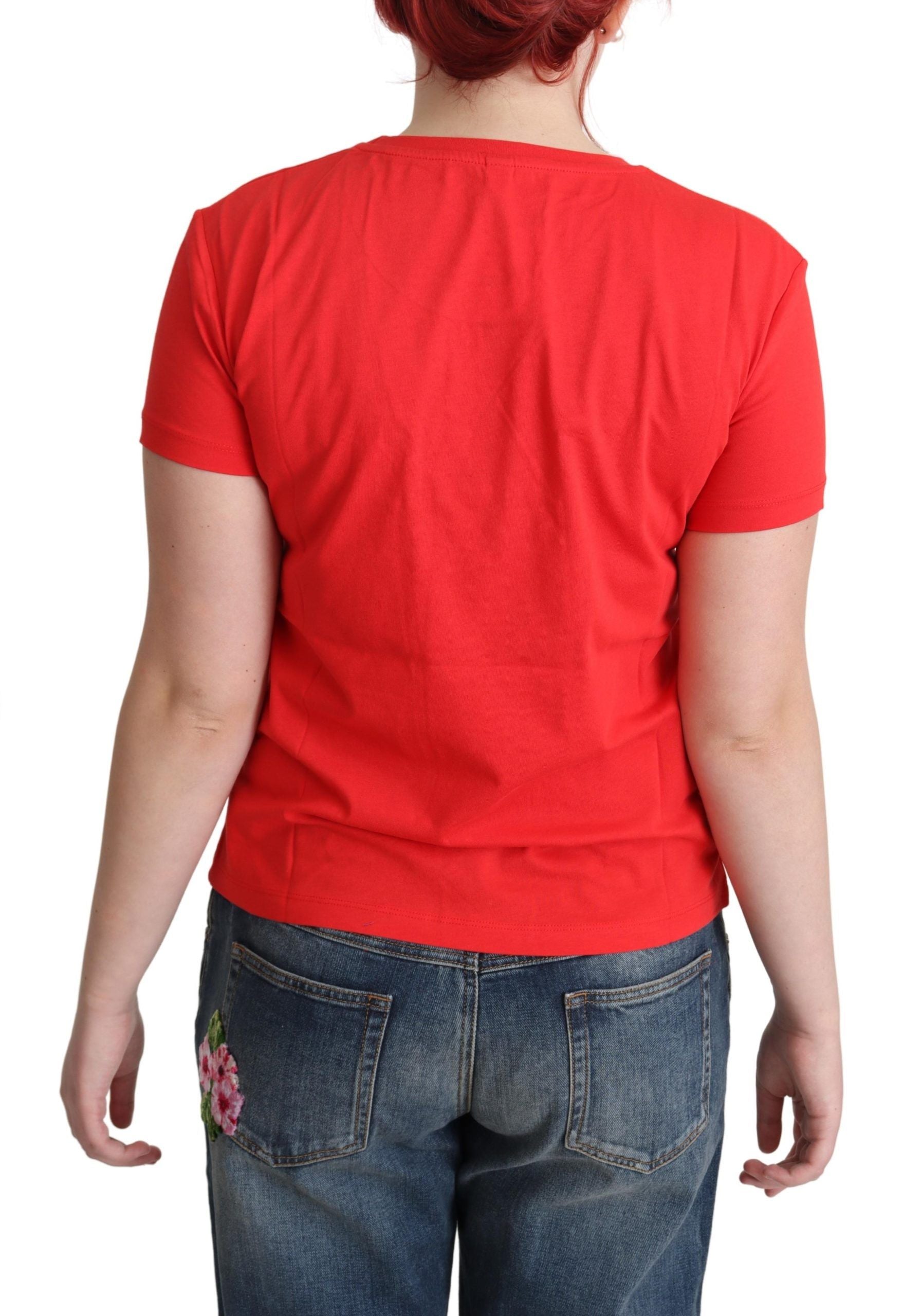 Moschino Chic Red Graphic Cotton Women's Tee