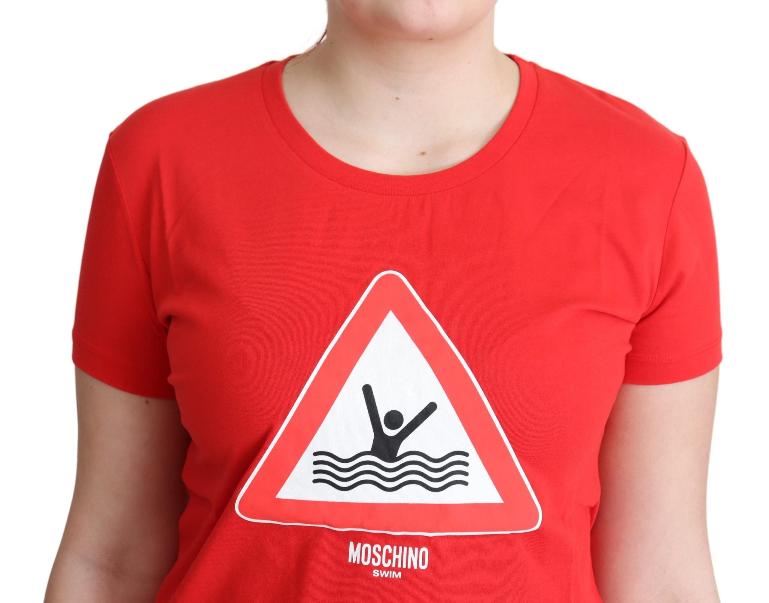Moschino Red Cotton Swim Graphic Triangle Print Women's T-shirt