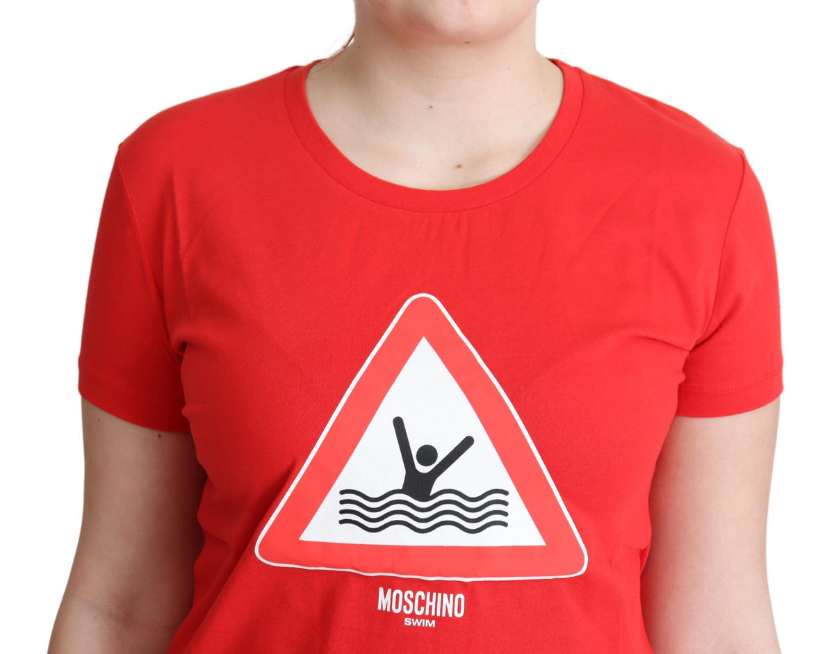 Moschino Red Cotton Swim Graphic Triangle Print Women's T-shirt