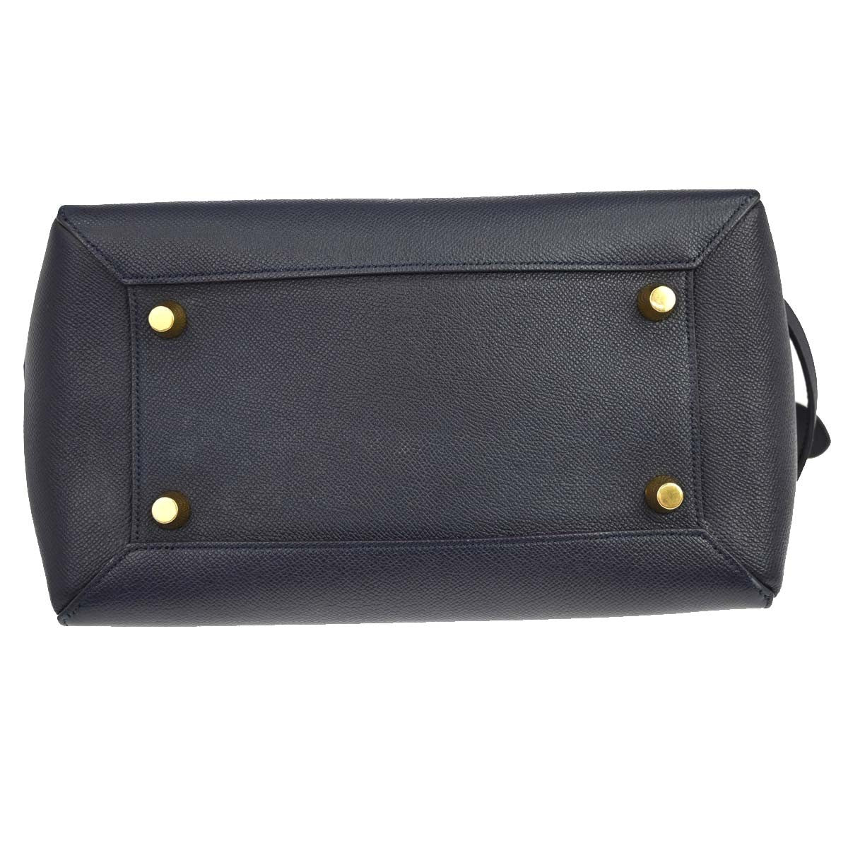 Celine Belt Textured Leather Blue Leather Handbag (Pre-Owned)